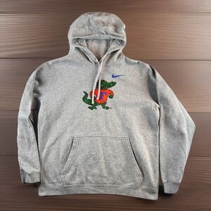 Vintage Nike Florida Gators Hoodie Sweatshirt Mens Large Gray Old Logo White Tag